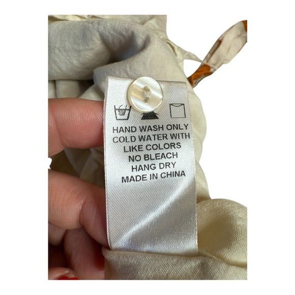 Dress Forum LA Orange Green Dropped Waist Collared Elasticized Sleeves Romper - Picture 7 of 16